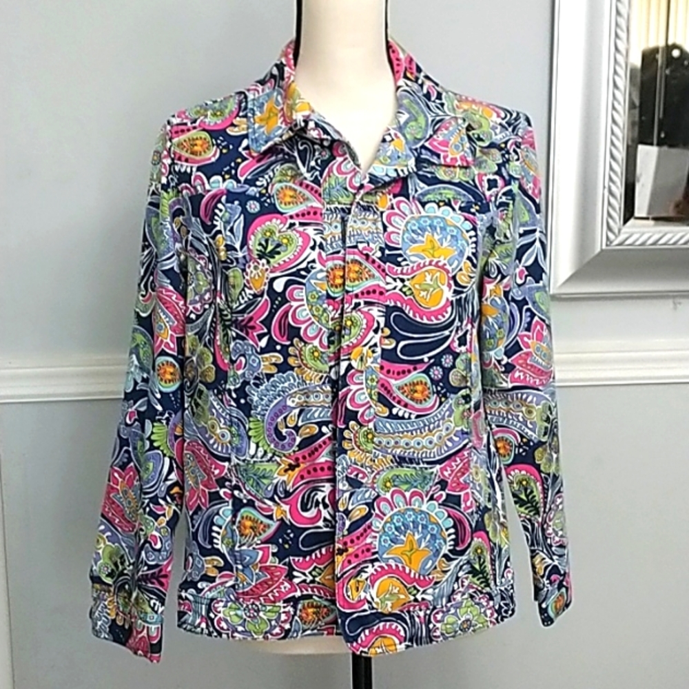 Koret Women's Colorful Strech Button Down Floral Jacket